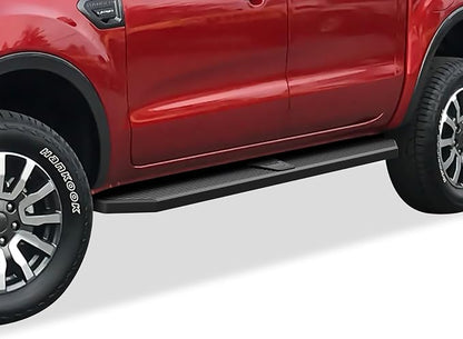 APS 6-inch (Black Stainless Steel Powder Coated Flat Style) Running Boards Nerf Bars Side Steps Compatible with Ford Ranger 2019-2026 SuperCrew Cab 4-Door