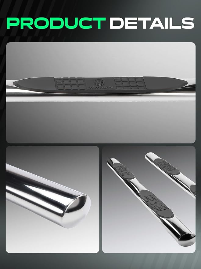 YHTAUTO 4 Inch Running Boards Side Steps Fit 2015-2026 Chevy Colorado & GMC Canyon (Crew Cab) Oval Straight Stainless Steel Polished Chrome, Truck Side Step Rails Off-Road Accessories