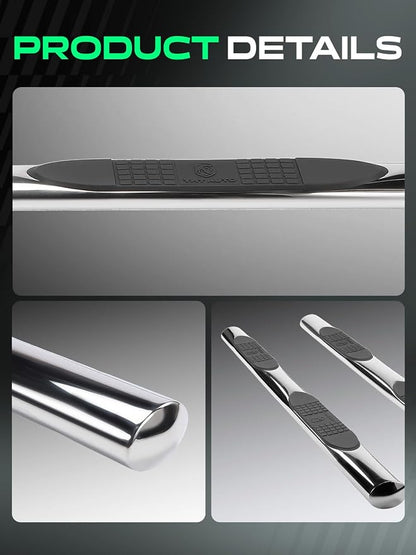 YHTAUTO 4 Inch Running Boards Side Steps Fit 2015-2026 Chevy Colorado & GMC Canyon (Crew Cab) Oval Straight Stainless Steel Polished Chrome, Truck Side Step Rails Off-Road Accessories
