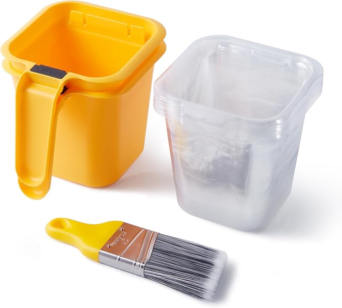 Voomey 13Pc Paint Cups for Painting, Small Paint Bucket Holds 16 oz. of Paint or Stain, Paint Cup, Paint Pail Liner, Brush, Trim Painting Tool, for Finishing Work and Repairs