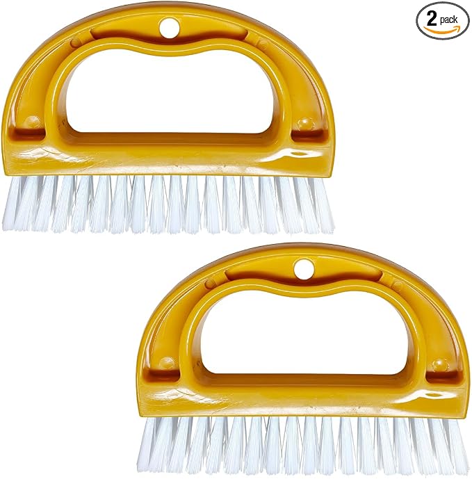 YoRise 2PCS Car Carpet Cleaning Brush, Stiff Bristle Floor Scrub Brush, Portable Car Cleaning Kit, Automotive Wash Brushes for Vehicles Interiors, Home, Floor Mat, Leather Seat (Yellow)