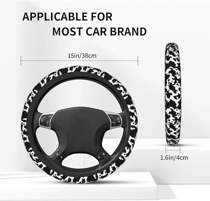 Cow Steering Wheel Covers Non Slip Neoprene Steering Wheel Protector Cover Universal 15 Inch for Men Women Car Truck