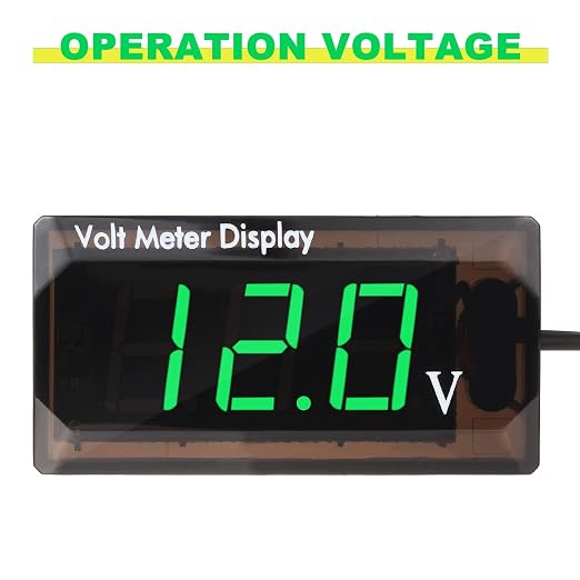 2 Pieces DC 4 to 28V Car Digital Voltmeter 12V Voltage Meter Car Audio Gauge LED Display 12V Waterproof Voltage Gauge Meter for Motorcycle(Green Light)