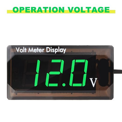2 Pieces DC 4 to 28V Car Digital Voltmeter 12V Voltage Meter Car Audio Gauge LED Display 12V Waterproof Voltage Gauge Meter for Motorcycle(Green Light)