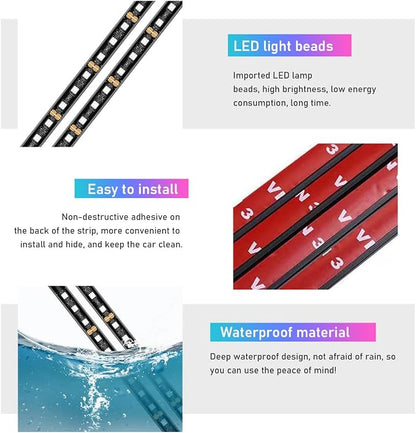 Ohleats Car LED Strip Light, 48 LED RGB Auto Interior Atmosphere Lights, Cigarette Lighter Under Dash Ambient Night Light, Interior Lamp Lighting Kit (Green, USB)