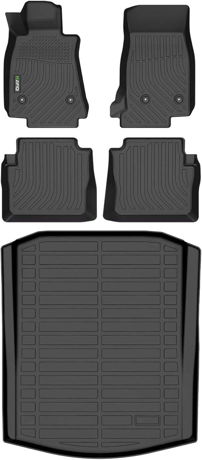 Floor Mats & Cargo Liner Custom for Cadillac CT5/ CT5-V 2020-2025 2026 All Weather Protection TPE Heavy Duty Non-Slip Automotive Floor Liners Fits Full Set Accessories, Black