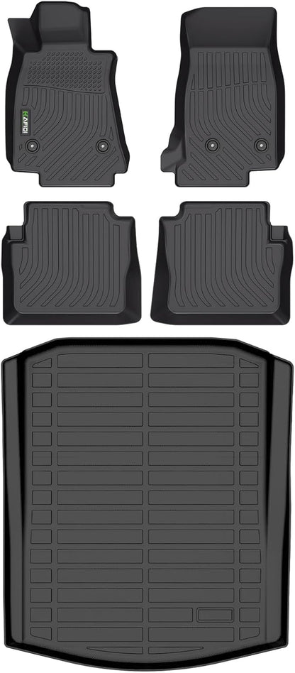 Floor Mats & Cargo Liner Custom for Cadillac CT5/ CT5-V 2020-2025 2026 All Weather Protection TPE Heavy Duty Non-Slip Automotive Floor Liners Fits Full Set Accessories, Black