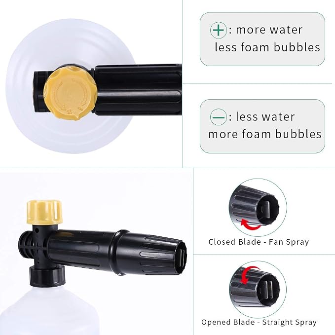 BEARFORCE Electric Pressure Washer DIY Foam Cannon with Connector, Power Washer Adjustable Snow Foam Lance 0.6L Bottle, Compatible with Sun Joe & Some of AR Blue Clean…