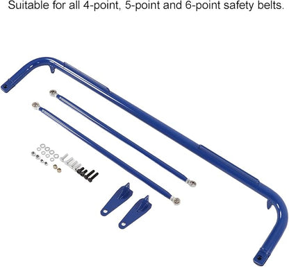 Brilluxa Harness Bar Kit, Racing Seat Belt Bar Chassis Roll Tie Rod Universal Stainless Steel Safety Harness Mounting Bar for Bucket Seat Belt Installation, Blue