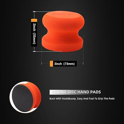 3 Inch Polishing Pad, SPTA 8Pcs Car Wax Applicator Pads with Handle and Towel, Hand Foam Pads & Microfiber Pad Kit, Detailing Buffing Pads for Car Polishing Waxing Buffing Glaze