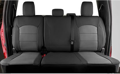 coverdream F150 Seat Covers for 2021-2026 Ford F150 SuperCrew XL,XLT,STX/F150 Lightning(2022-24) & 2023-2026 F250/F350/F450 CrewCab XL,XLT,Fully Covered,Leather Seat Protector(Full Set,Black&Grey)