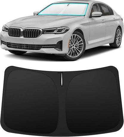 INSAUTO Custom Fit Windshield Sun Shade Accessories for BMW 5 Series 2017-2023 (530i/540i), Foldable Front Window Sunshade, UV & Heat Reflector, Keeps Interior Cool, Includes Storage Bag