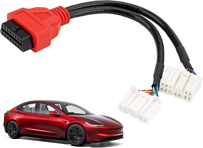 TCAN003 Splitter Diagnostic Cable Adapter for Tesla Model 3, Y, S, X,OBD2 Connector Work Scanner for MaxiSys Ultra Elite II PRO MS909,20 Pin+12 Pin to 16 Pin OBDII Adapter (2-in-1 12pin+20pin)