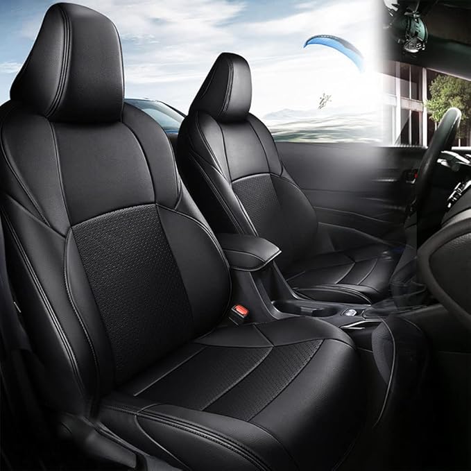 CocheFamilia Custom Fit Corolla Car Seat Covers for Select Toyota Corolla 2020-2025 SE,Nightshade & 2020-2022 SE Apex & 2023-2025 XSE & 2025 FX - Full Set,Leather (Black)