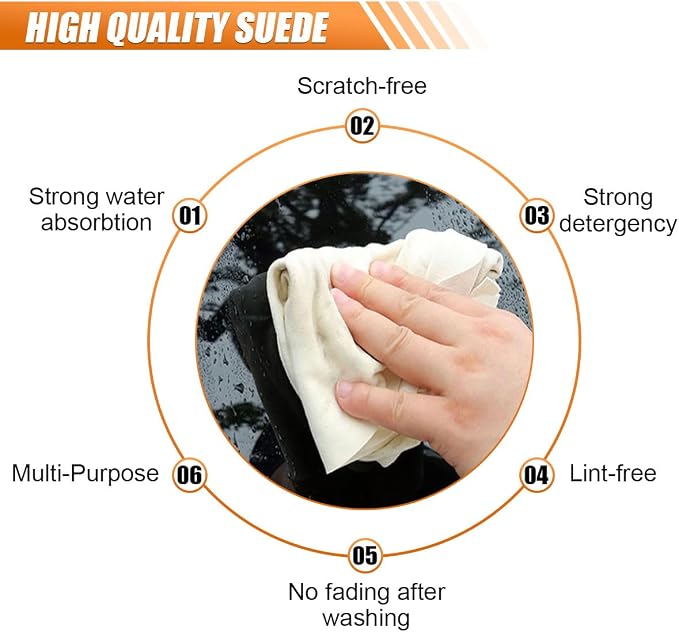 Chamois Cloth for Car, Natural Shammy Car Drying Towel, 35.43'' X 23.62''(5.7 sq ft) Absorbent Fast Drying Cleaning Cloth for Car Wash, Glass, Paint Care, Mirrors, Windows (Irregularity)