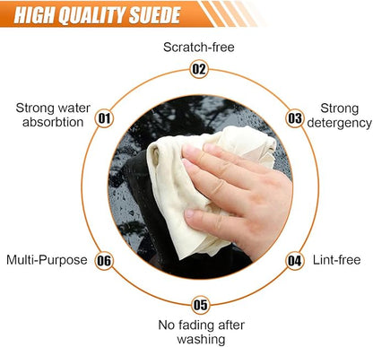 Chamois Cloth for Car, Natural Shammy Car Drying Towel, 35.43'' X 23.62''(5.7 sq ft) Absorbent Fast Drying Cleaning Cloth for Car Wash, Glass, Paint Care, Mirrors, Windows (Irregularity)