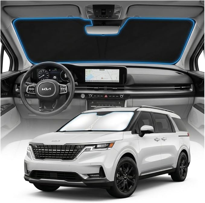 for KIA Carnival Sun Shade Windshield Cover - Custom Fit Carnival Accessories 2022-2025 2026 Sunshade Foldable UV Protection & Heat Shield Sun Visor Accessories