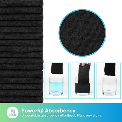 HOMEXCEL Black Microfiber Cleaning Cloths, 20 Pack Cleaning Rags - Lint Free & Scratch-Free Microfiber Towels for Cars, House & Kitchen, Absorbent Cleaning Towels, 11.5 x 11.5 Inch