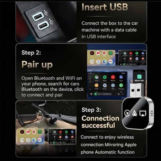 2026 Upgrade 3 in 1 Screen Mirroring for iOS Android Phone,Wired to Wireless Screen Mirroring Carplay Adapter for Car,Mirror Link Auto Adapter with 2.4/5Ghz WiFi & Bluetooth 5.0