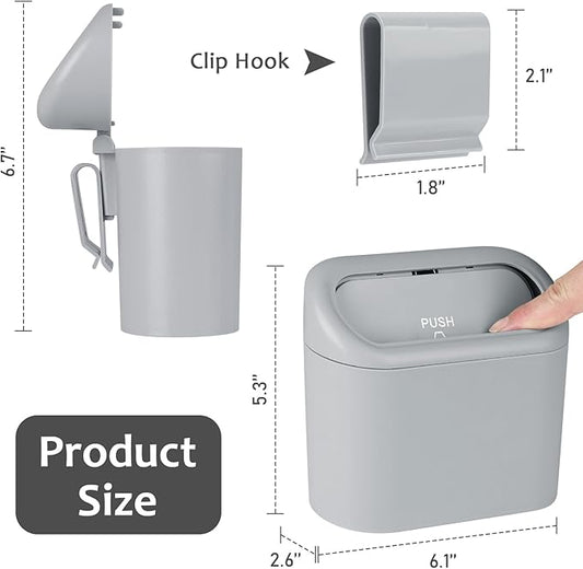 Accmor Car Trash Can, Portable Vehicle Trash Bin with Lid, Mini Car Dustbin Garbage Organizer Holder with One Roll Trash Bag, Leakproof Hanging Cars Storage Bag Container for Auto, SUV, Office (Grey)