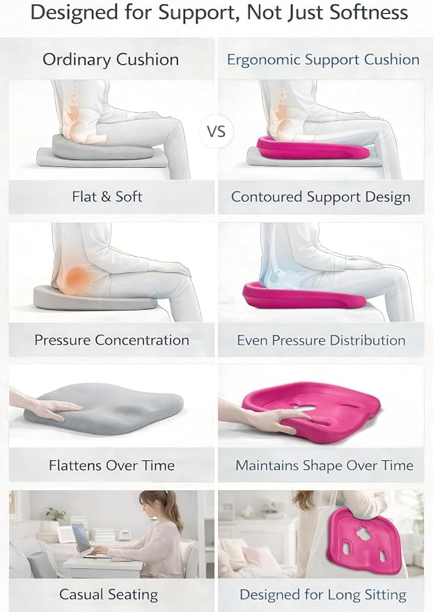 Ergonomic Posture Corrector Seat Support Cradle, High-Density EVA Pelvic Alignment Shaper for Office & Study Chairs, Non-Slip Tailbone Relief Spinal Pad, Durable Firm Design for Teens & Petite Adults