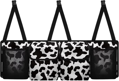 Black Cow Spots Car Trunk Organizer Sturdy Car Storage Organizer Auto Hanging Seat Back Storage for SUV,Truck,Van