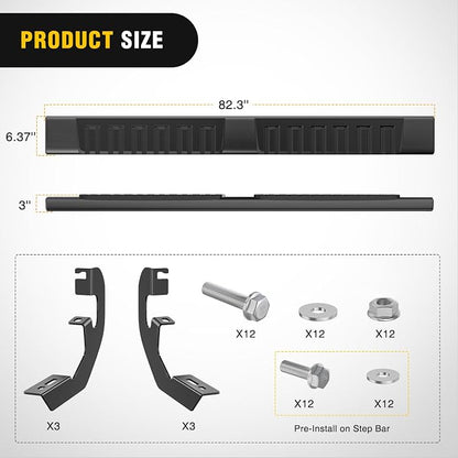 Nilight Running Boards for 2019-2026 Chevy Silverado/GMC Sierra 1500 Crew Cab 2020-2026 Silverado/GMC Sierra 2500HD 3500HD 6 Inch Aluminum Bolt-on Side Step Nerf Bars
