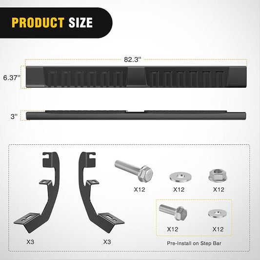 Nilight Running Boards for 2019-2026 Chevy Silverado/GMC Sierra 1500 Crew Cab 2020-2026 Silverado/GMC Sierra 2500HD 3500HD 6 Inch Aluminum Bolt-on Side Step Nerf Bars