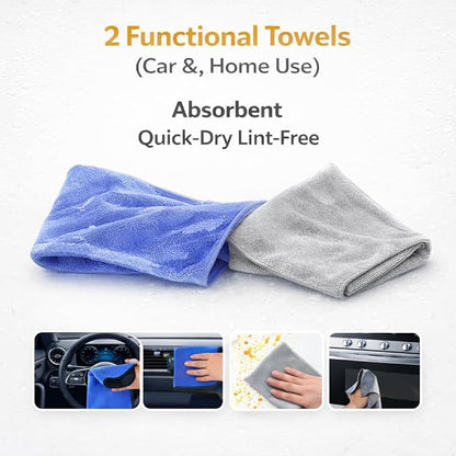 15-Piece Car Interior & Glass Cleaning Kit - 3 Graded Boar Brushes, 3-in-1 AC Vent Shutter Brush, 160g Gel, 180° Swivel Retractable Glass Brush | Auto-Focus Multi-Scenario Use
