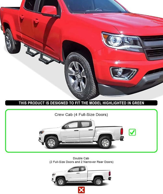 APS Drop Steps Running Boards Compatible with Chevy Colorado GMC Canyon 2015-2026 Crew Cab | Stainless Steel Side Steps Nerf Bars | Anti-Slip | 500lbs Capacity | 5-Year Warranty