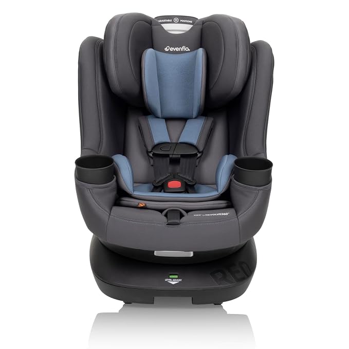 Evenflo REO by Revolve360 Rotating Convertible Car Seat with Quick Clean Cover, Infant to Toddler, Forward and Rear Facing, Compact Design, One-time Install (Nantucket)