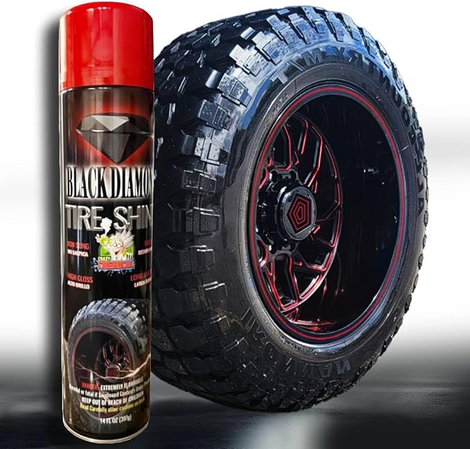 Black Diamond Tire Shine Spray - Extreme Gloss, Long Lasting, No Sling, Wet Look - 14 oz (Pack of 2)