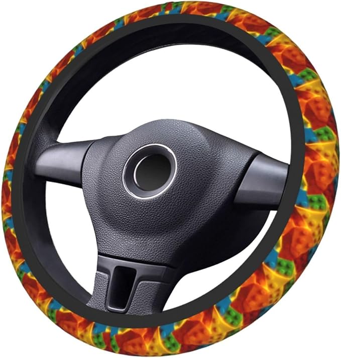 Building Blocks Steering Wheel Covers Non Slip Neoprene Universal 15 Inch Steering Wheel Protector Car Cover for Men Women