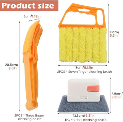 5-Pack Blind Cleaning Kit - Professional Tools for Window Blinds, Air Vents, Tracks & Fans | Extendable Handle with Washable Microfiber Brushes | All-in-One Dust Removal Set