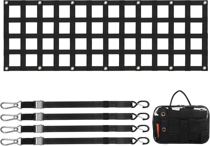 VEVOR Tailgate Net, 60 in x 18 in, Truck Bed Extender Tailgate Cargo Net with 4 Adjustable Buckle Straps, Extendable & Durable, Suitable for Truck, Trailer, Pickup, SUV