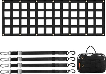VEVOR Tailgate Net, 60 in x 18 in, Truck Bed Extender Tailgate Cargo Net with 4 Adjustable Buckle Straps, Extendable & Durable, Suitable for Truck, Trailer, Pickup, SUV