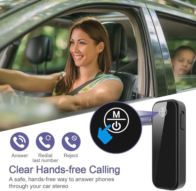 2 Pack Aux Bluetooth Adapter for Car, 2 in 1 Bluetooth 5.3 Transmitter Receiver for Headphones Car Home Audio Speaker, Portable 3.5mm Wireless Audio Receiver, Hands-Free Call