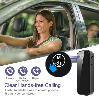 2 Pack Aux Bluetooth Adapter for Car, 2 in 1 Bluetooth 5.3 Transmitter Receiver for Headphones Car Home Audio Speaker, Portable 3.5mm Wireless Audio Receiver, Hands-Free Call