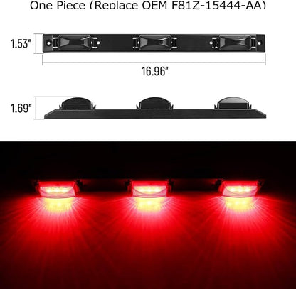 iJDMTOY Smoked Lens 9-LED Rear Truck Bed Mounted Center Tailgate Running Light Bar, Compatible with 1999-2010 Ford F-250 F-350 F-450 DRW, Also Fit Other Truck/Pickup