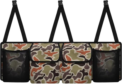 Duck Camouflage Hanging Car Organizer Waterproof Car Trunk Organizer with Lid Large Capacity Backseat Hanging Storage Bag with 4 Pockets for Most Cars,SUV,Sedan