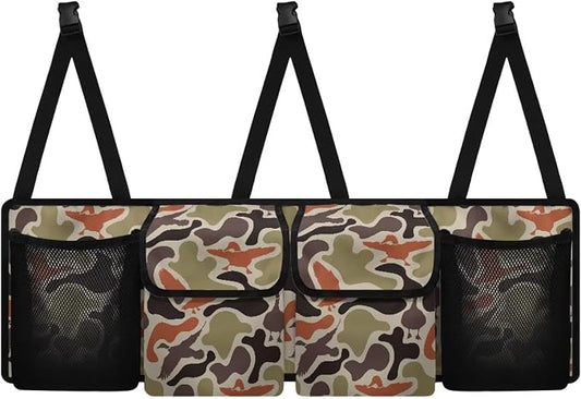 Duck Camouflage Hanging Car Organizer Waterproof Car Trunk Organizer with Lid Large Capacity Backseat Hanging Storage Bag with 4 Pockets for Most Cars,SUV,Sedan