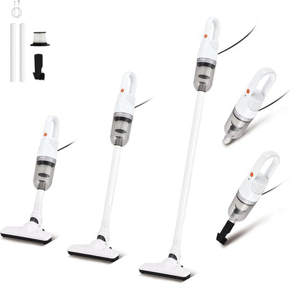 Corded Handheld Vacuum Cleaner,Ultra-Lightweight Mini Portable Vacuums for Home, 6 in 1 Stick Vac Cleaners for Car,Pet Hair(White Corded)