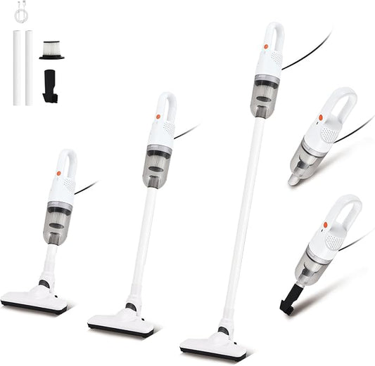 Corded Handheld Vacuum Cleaner,Ultra-Lightweight Mini Portable Vacuums for Home, 6 in 1 Stick Vac Cleaners for Car,Pet Hair(White Corded)