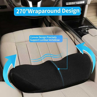 2 Pack Lumbar Support Pillow,Memory Foam Back Cushion for Office Chair,Car Seat,Travel,Ergonomic Posture Corrector for Lower Back Pain Relief,Black