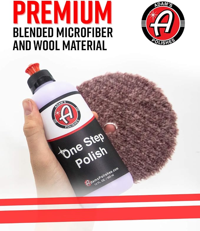 Adam's Premium Polisher Pad (5.5", One Step Polishing Pad) - Blended Wool & Microfiber Cuts & Finishes in One Step - Color Coded to Match with Recommended Polish or Compound