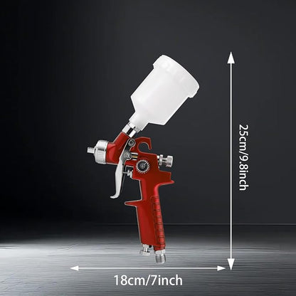 Mini HVLP Air Spray Gun Kit, with 0.8mm & 1.0mm Nozzles&125cc Cup, Small Automotive Paint Sprayer, Paint Guns Touch Up Detail Spot Repair, for House Painting, Furniture, Cars (Red)