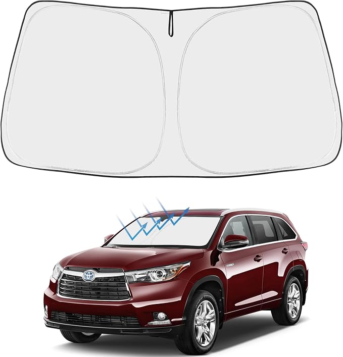 Proadsy 2026 Upgrade Front Windshield Sun Shade Foldable Sunshade Protector Custom Fit 2014-2019 Highlander LE XLE SE Limited Hybrid SUV Accessories