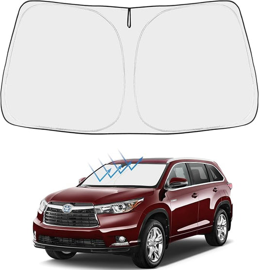 Proadsy 2026 Upgrade Front Windshield Sun Shade Foldable Sunshade Protector Custom Fit 2014-2019 Highlander LE XLE SE Limited Hybrid SUV Accessories