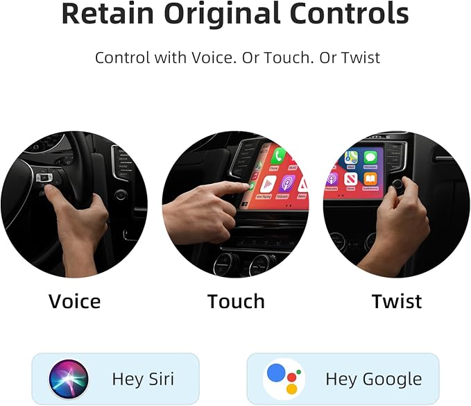 C5 2-in-1 Wireless CarPlay & Android Auto Adapter – Converts Factory Wired Connection to Wireless for Cars 2016+, Mini Plug & Play Car Play Dongle, OTA Update, USB C Cable, for iPhone & Android Phones