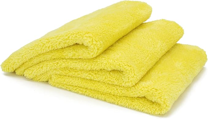 Autofiber [Korean Plush 550] Premium Edgeless Detailing Towels 550gsm (16"x16") Yellow - 3 Pack